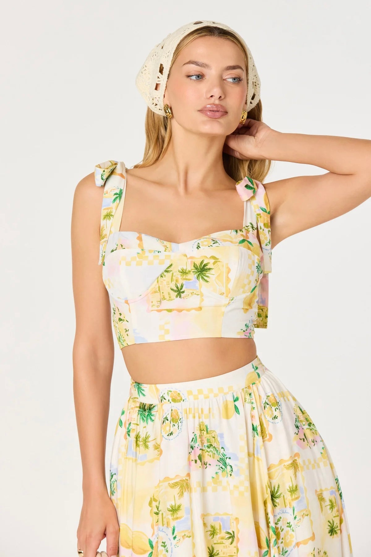 Kaleigh Ivory Lemon Print Bustier Top