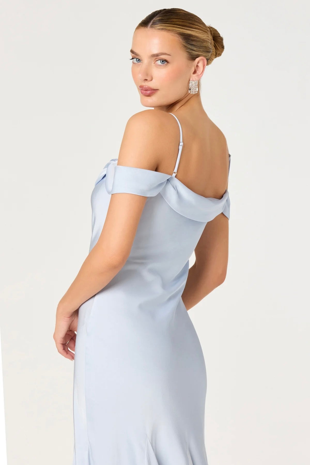 Araxie Blue Satin Midi Dress