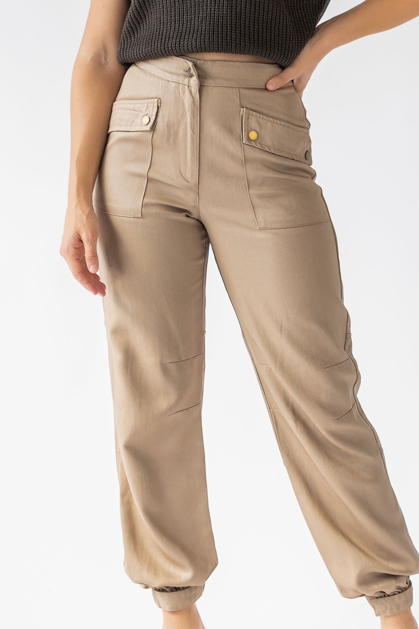 Dane Taupe Coated Cargo Pants