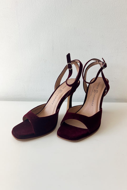 Lynwood Burgundy Velvet Heels