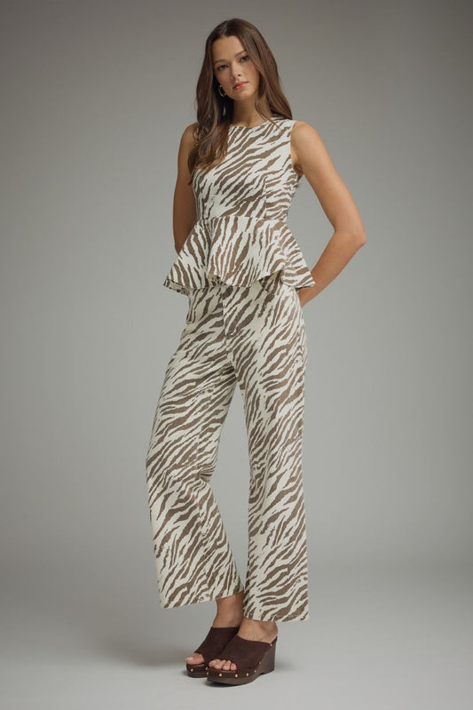 Ayla Tan Zebra Print Wide Leg Pants