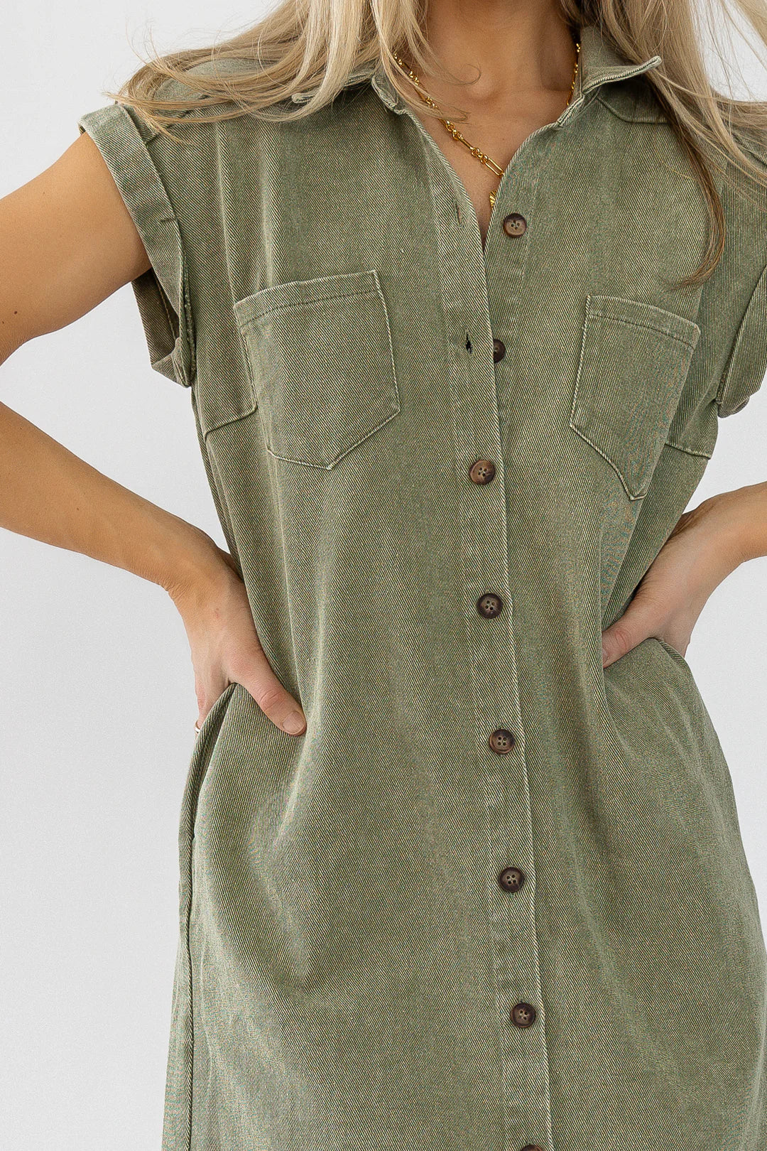 Luella Olive Twill Shirt Dress