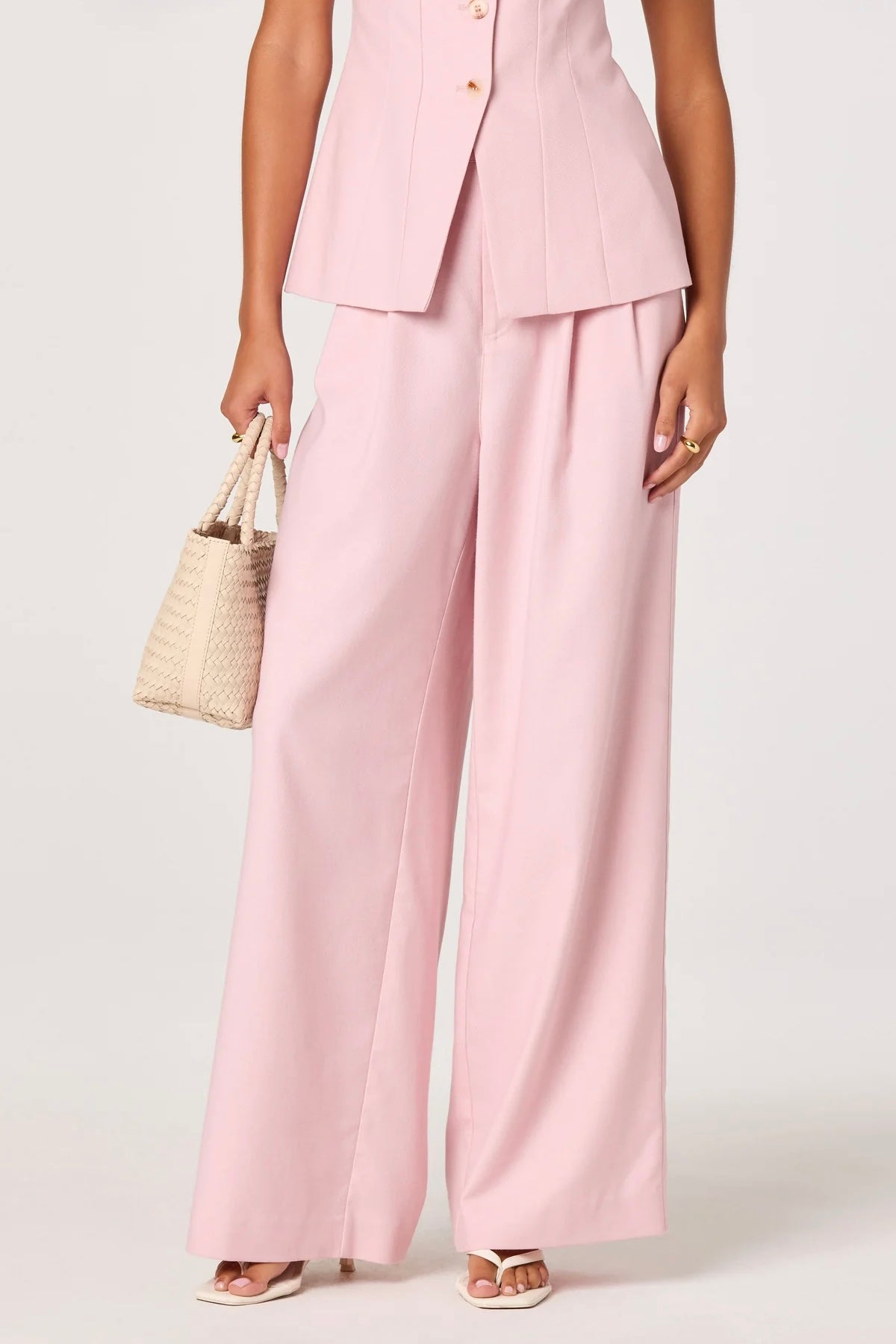 Neha Pink Linen Wide Leg Pants