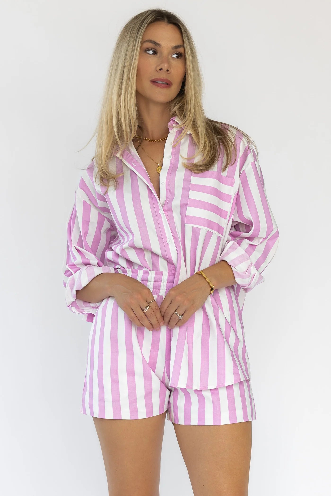 Nicole Pink Striped Shirt & Shorts Set - FINAL SALE