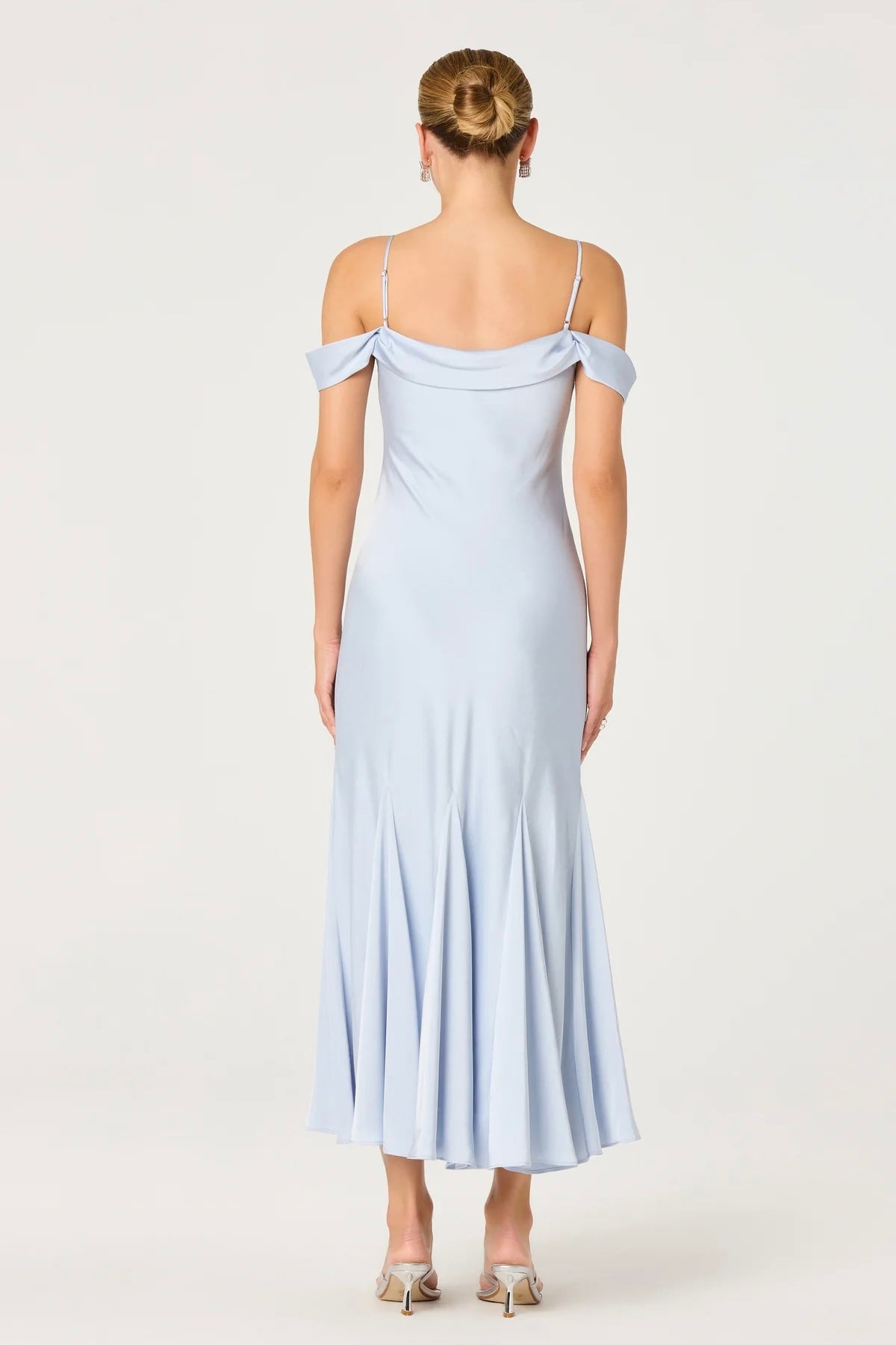 Araxie Blue Satin Midi Dress