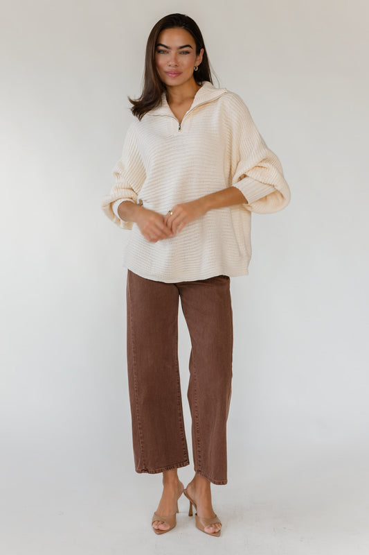Greyson Cream Half Zip Sweater
