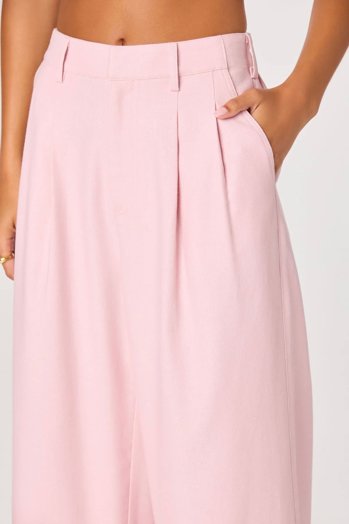 Neha Pink Linen Wide Leg Pants