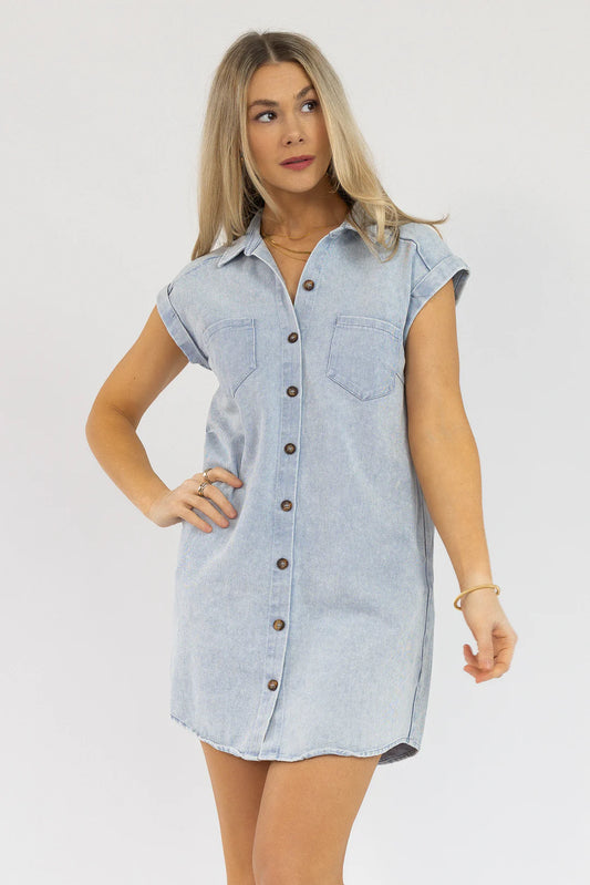 Luella Blue Twill Shirt Dress