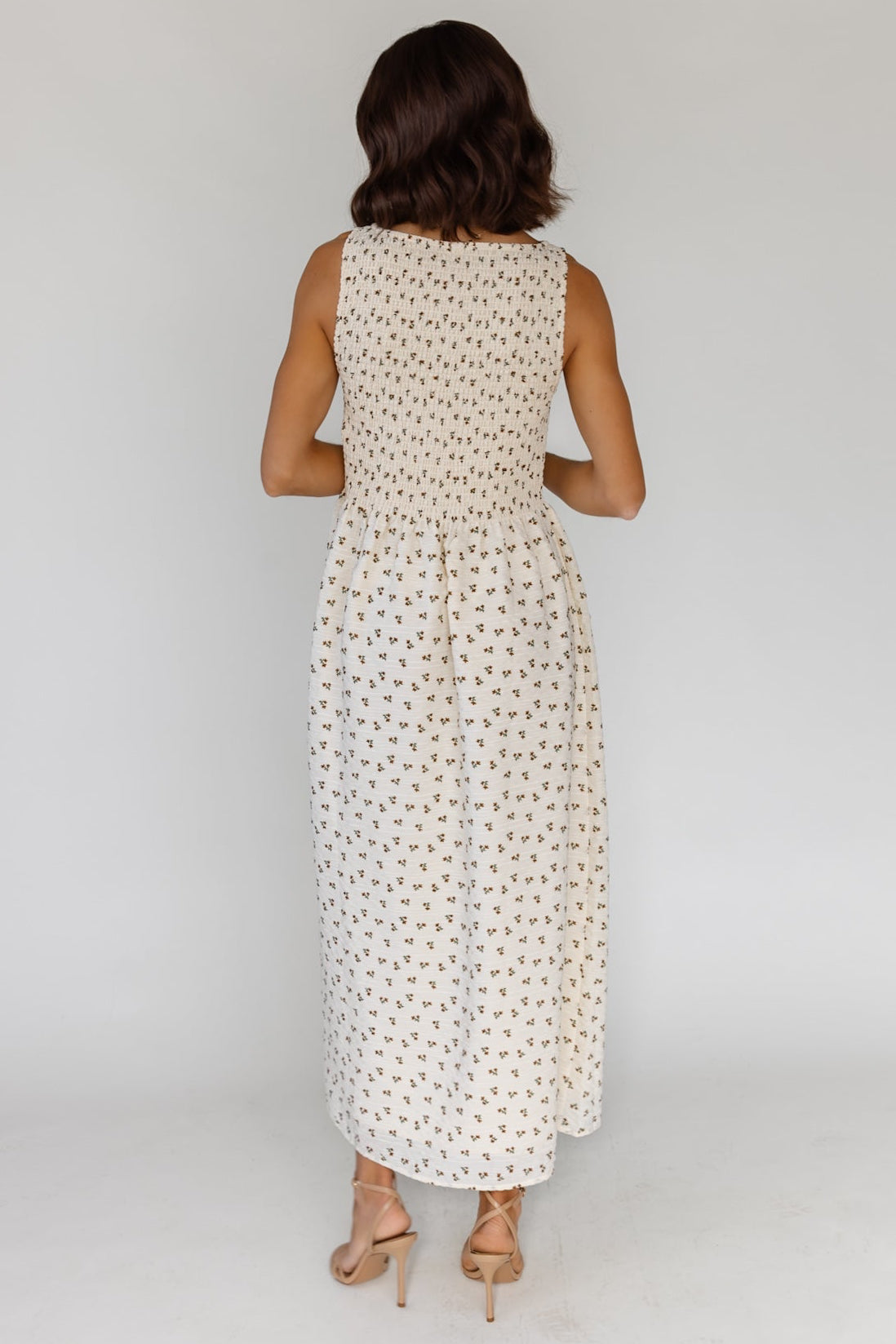 Fable Cream Floral Midi Dress