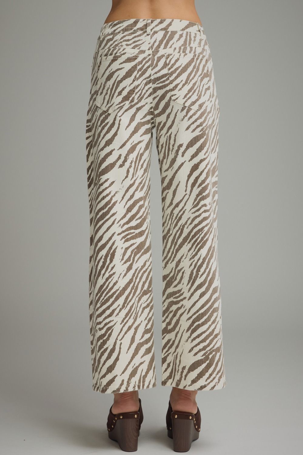 Ayla Tan Zebra Print Wide Leg Pants