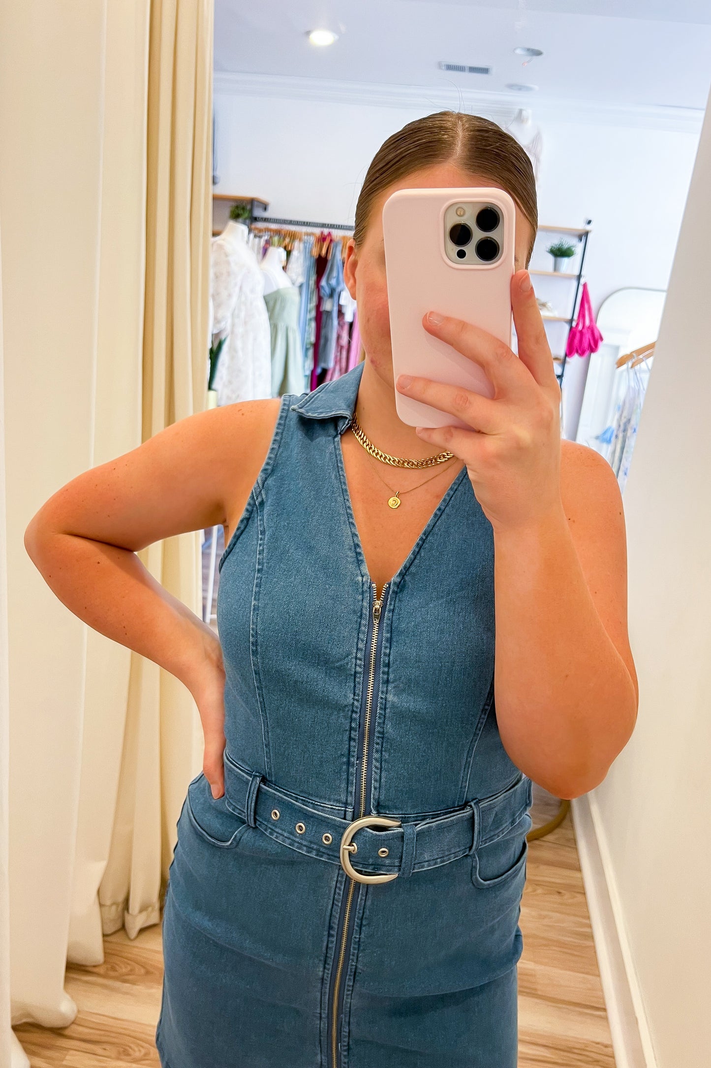 Maren Denim Belted Dress - FINAL SALE