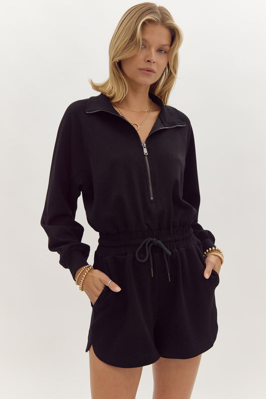 Ollie Black Quarterzip Romper