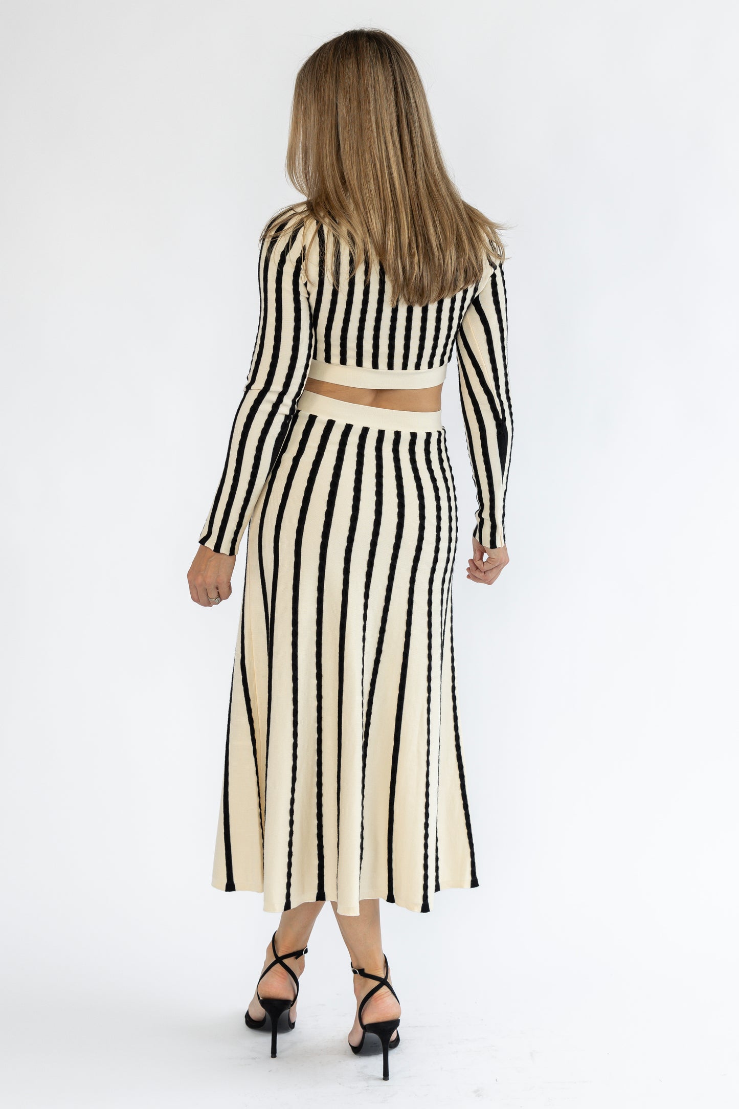 Stassia Black Striped Sweater Dress