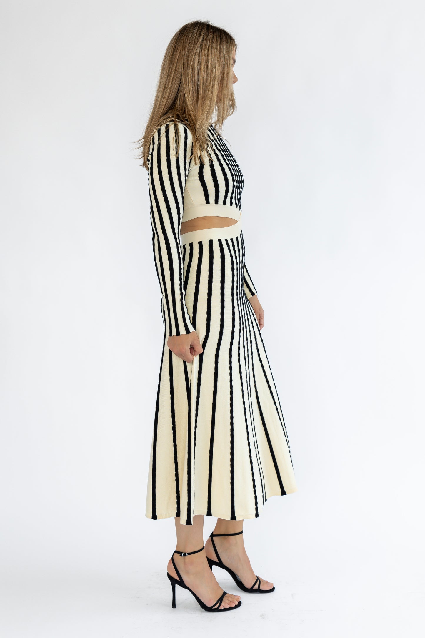 Stassia Black Striped Sweater Dress