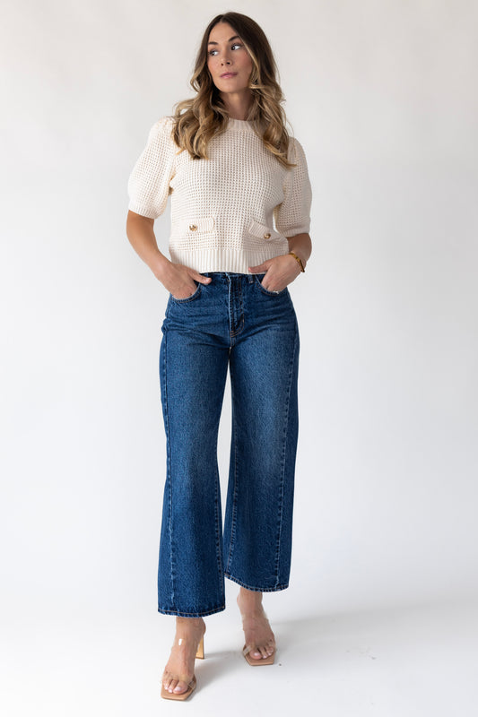 Nicolete Dark Wash Barrel Denim