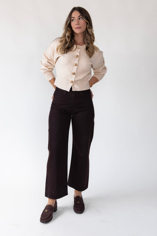 Nicolete Dark Brown Barrel Denim