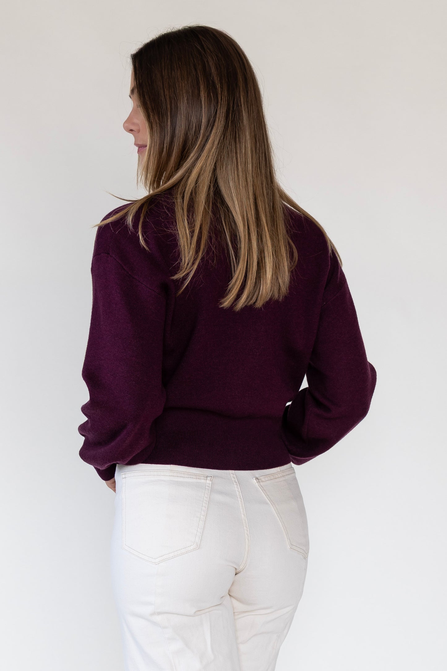 Fallon Wine Button Knit Cardigan