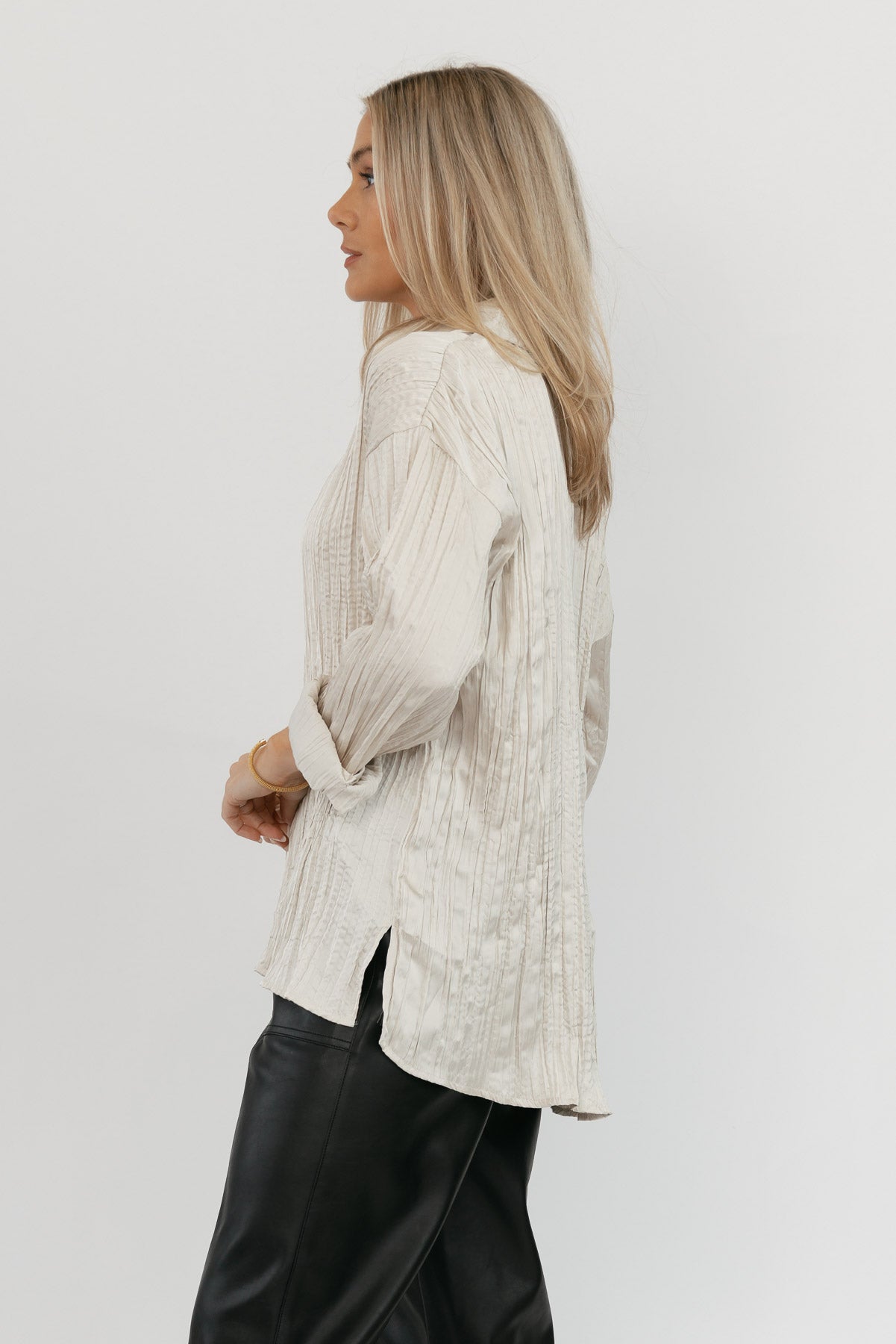 Nolah Ivory Textured Button Down Top - FINAL SALE