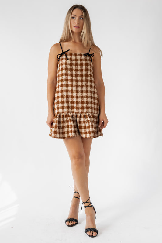 Hudgens Rust Tweed Mini Dress