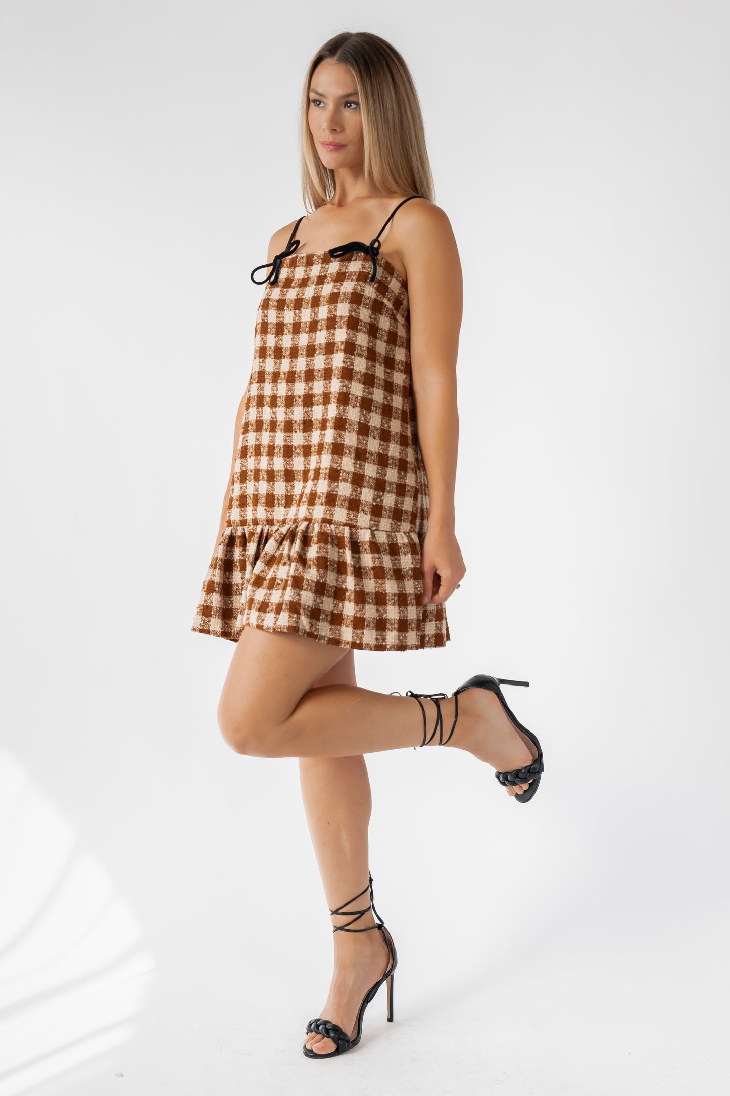 Hudgens Rust Tweed Mini Dress