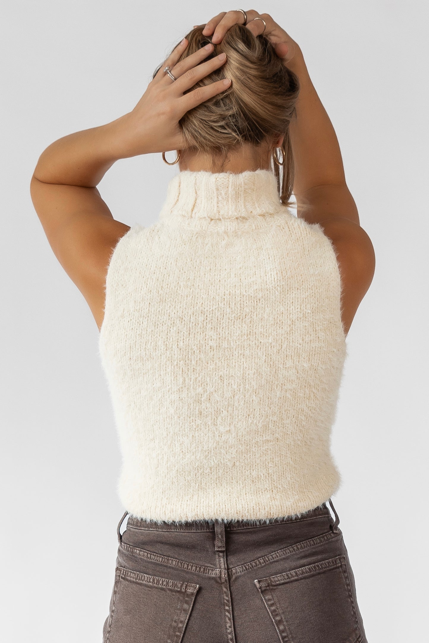 Lexie Cream Sleeveless Turtleneck Sweater