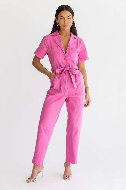 Kendall Pink Washed Jumpsuit - FINAL SALE