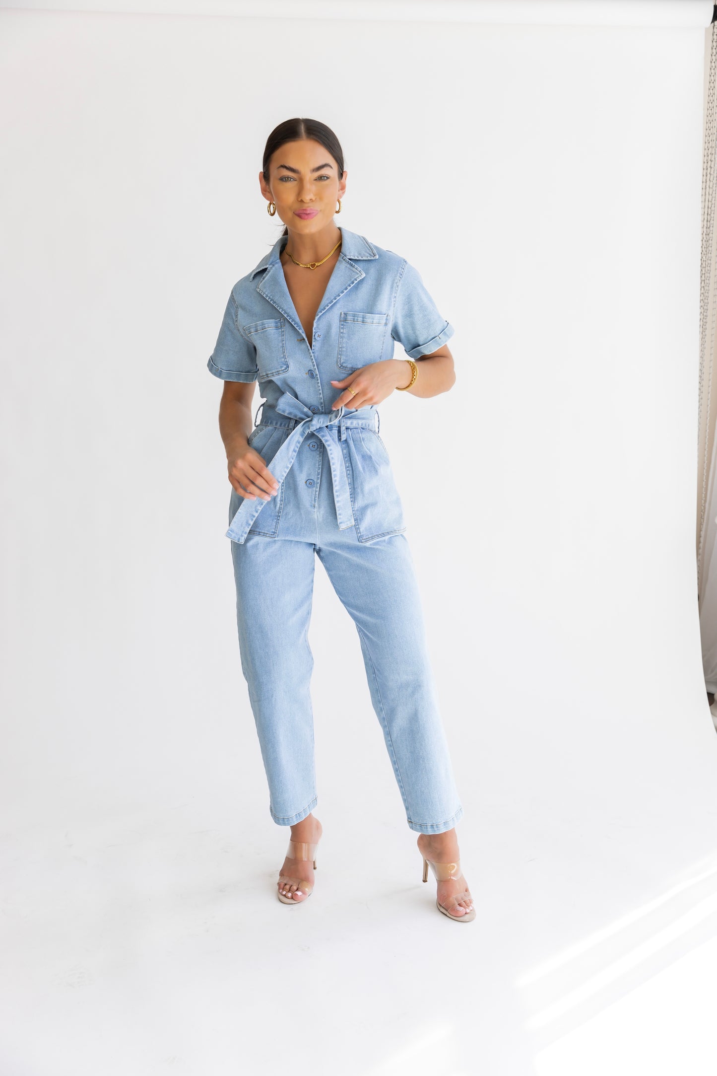 Kendall Chambray Washed Utility Jumpsuit - FINAL SALE