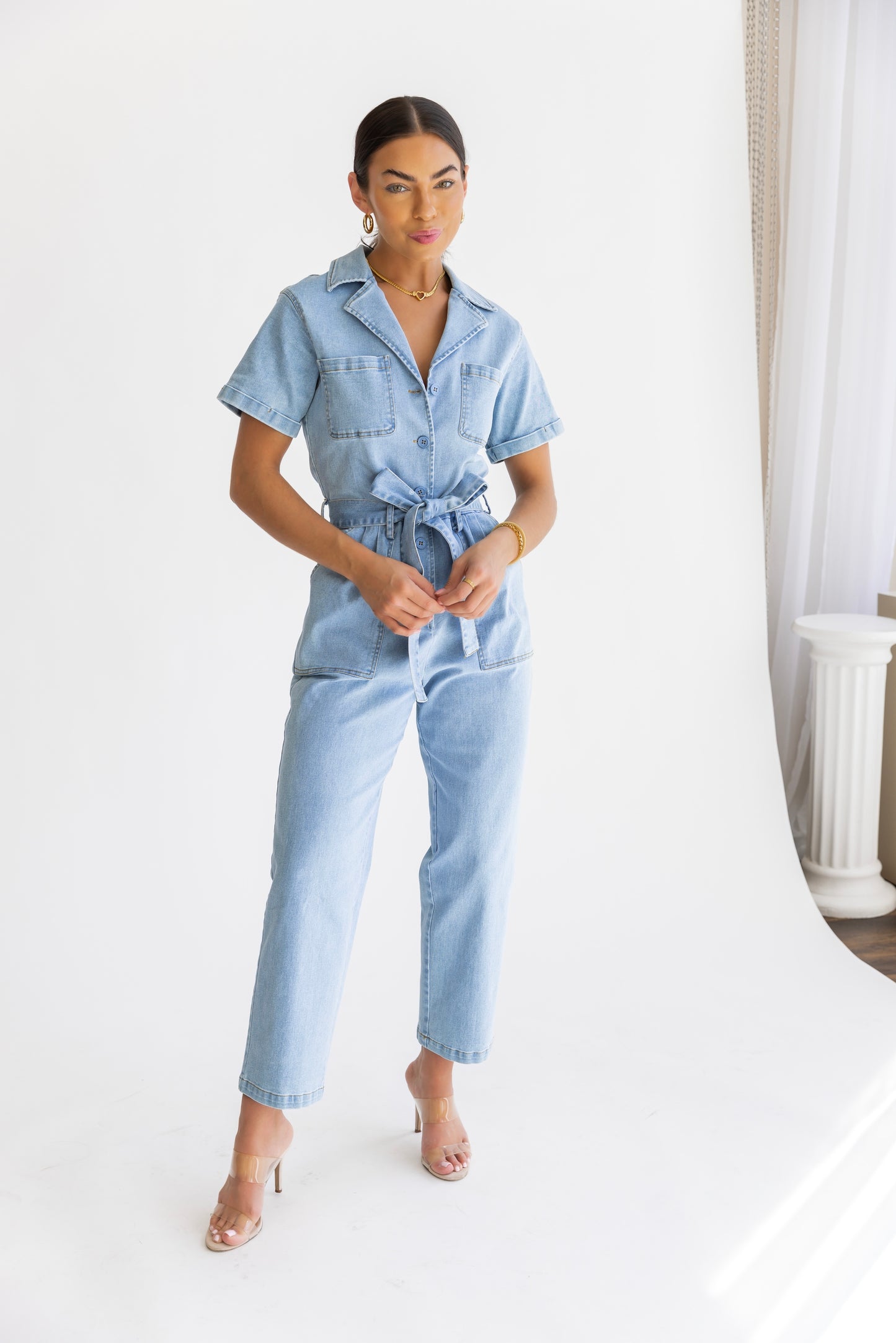 Kendall Chambray Washed Utility Jumpsuit - FINAL SALE