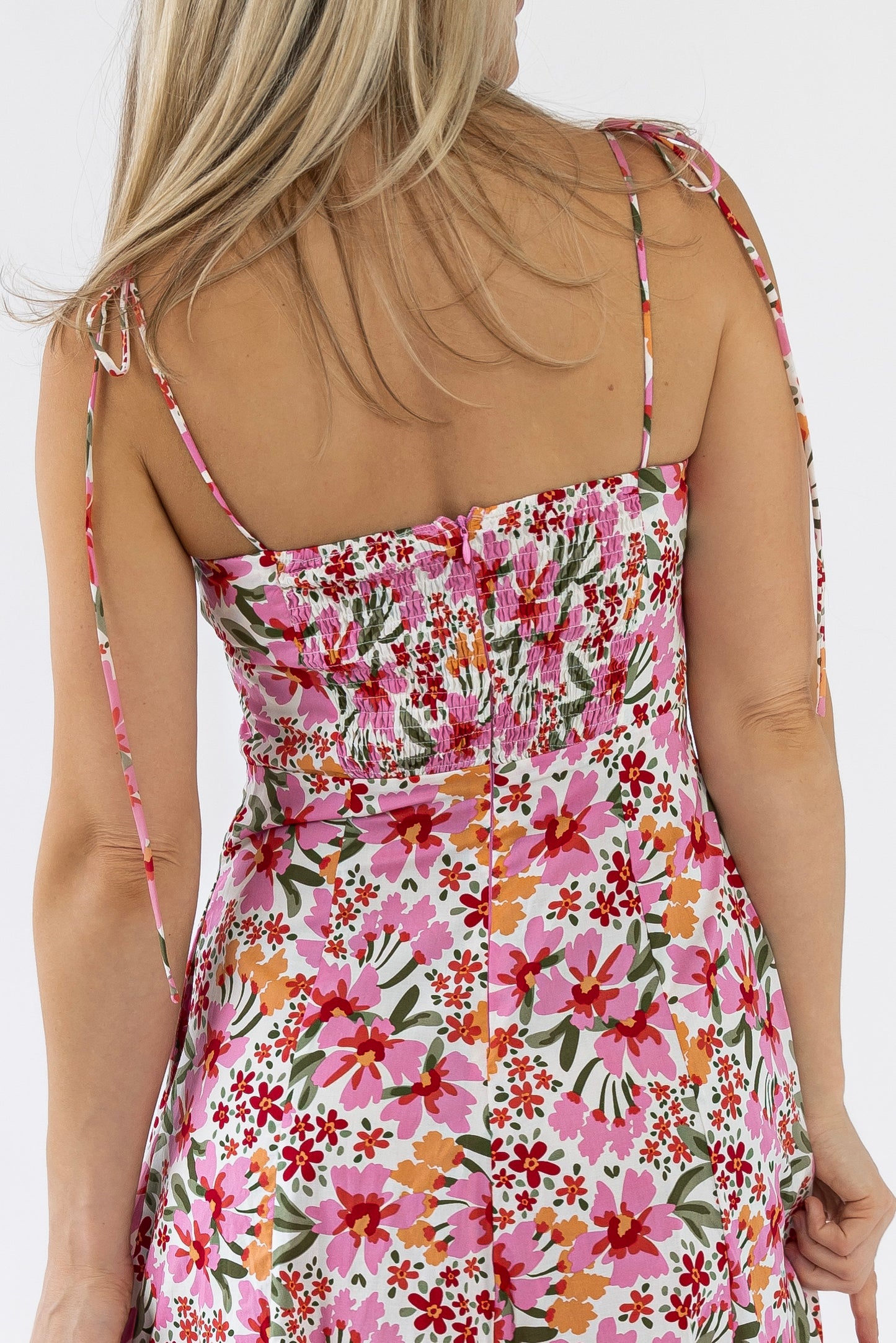 Grace Pink Floral Midi Dress