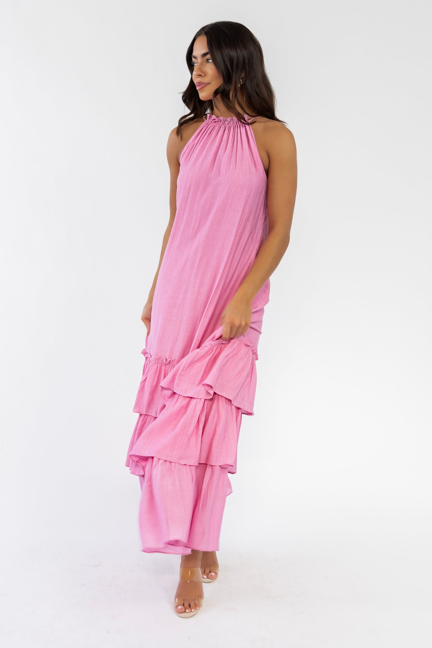 Seren Pink Halter Maxi Dress - FINAL SALE