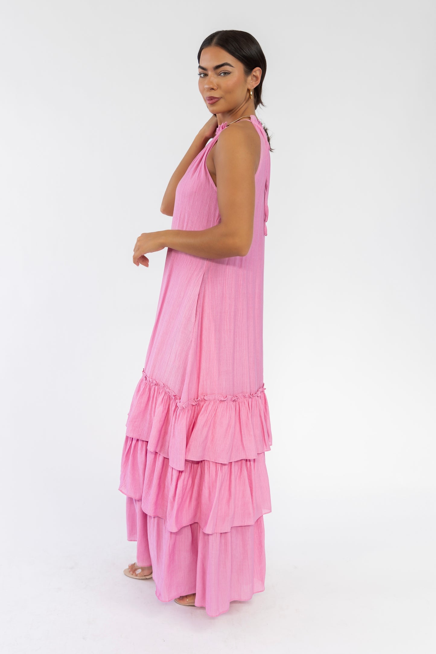 Seren Pink Halter Maxi Dress - FINAL SALE