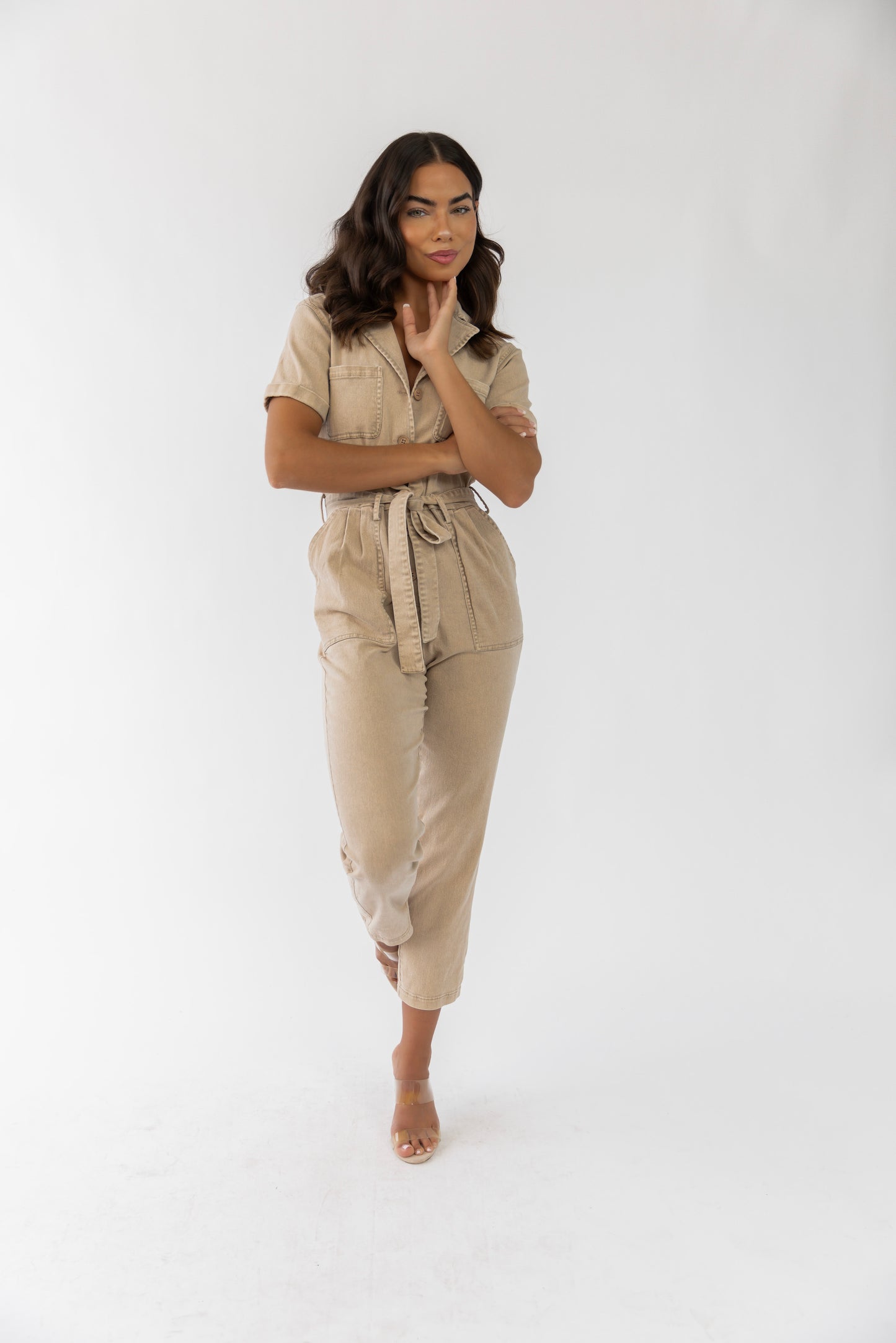 Kendall Khaki Washed Utility Jumpsuit - FINAL SALE