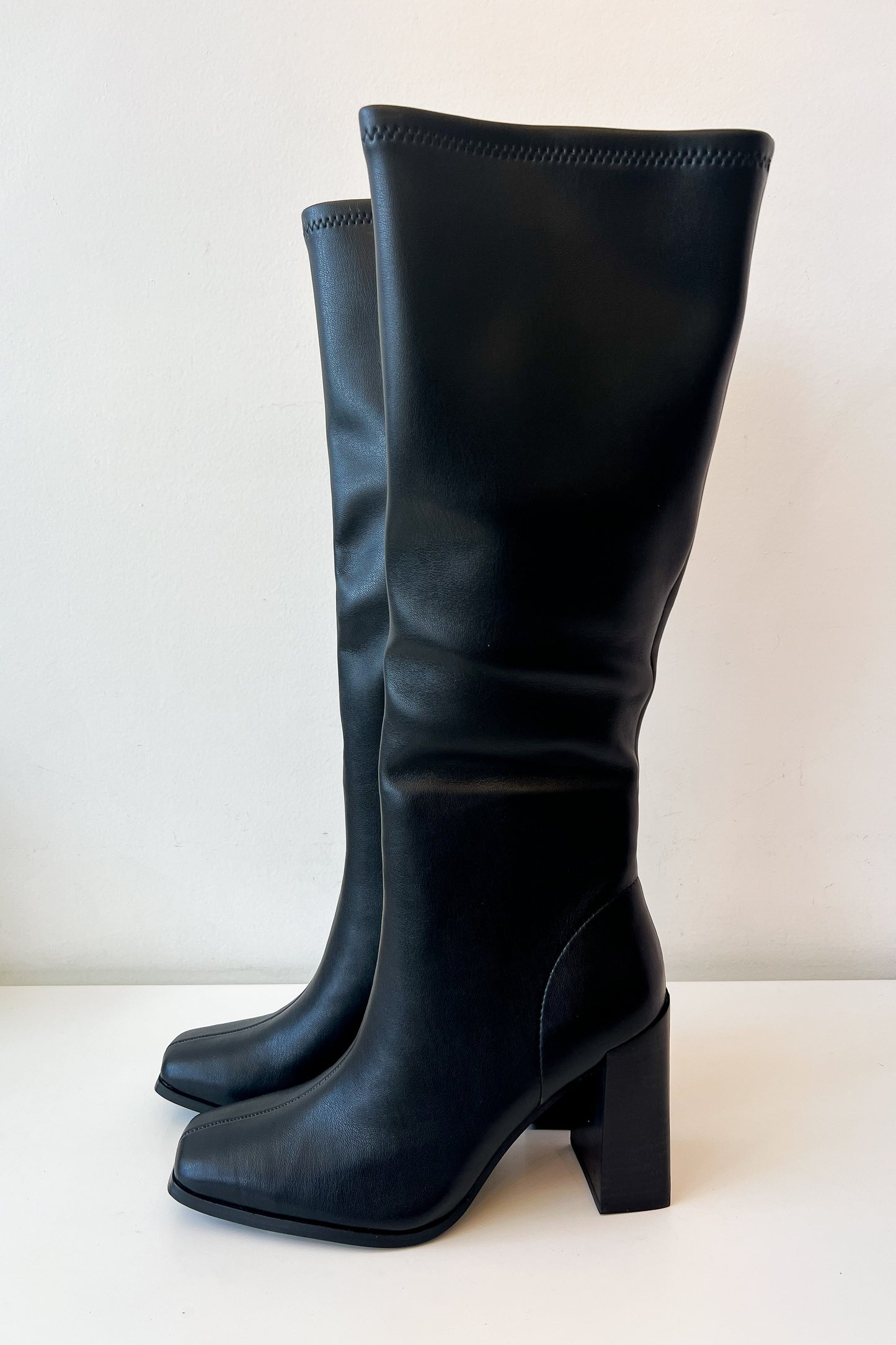 Pippa Black Stretchy Tall Boot