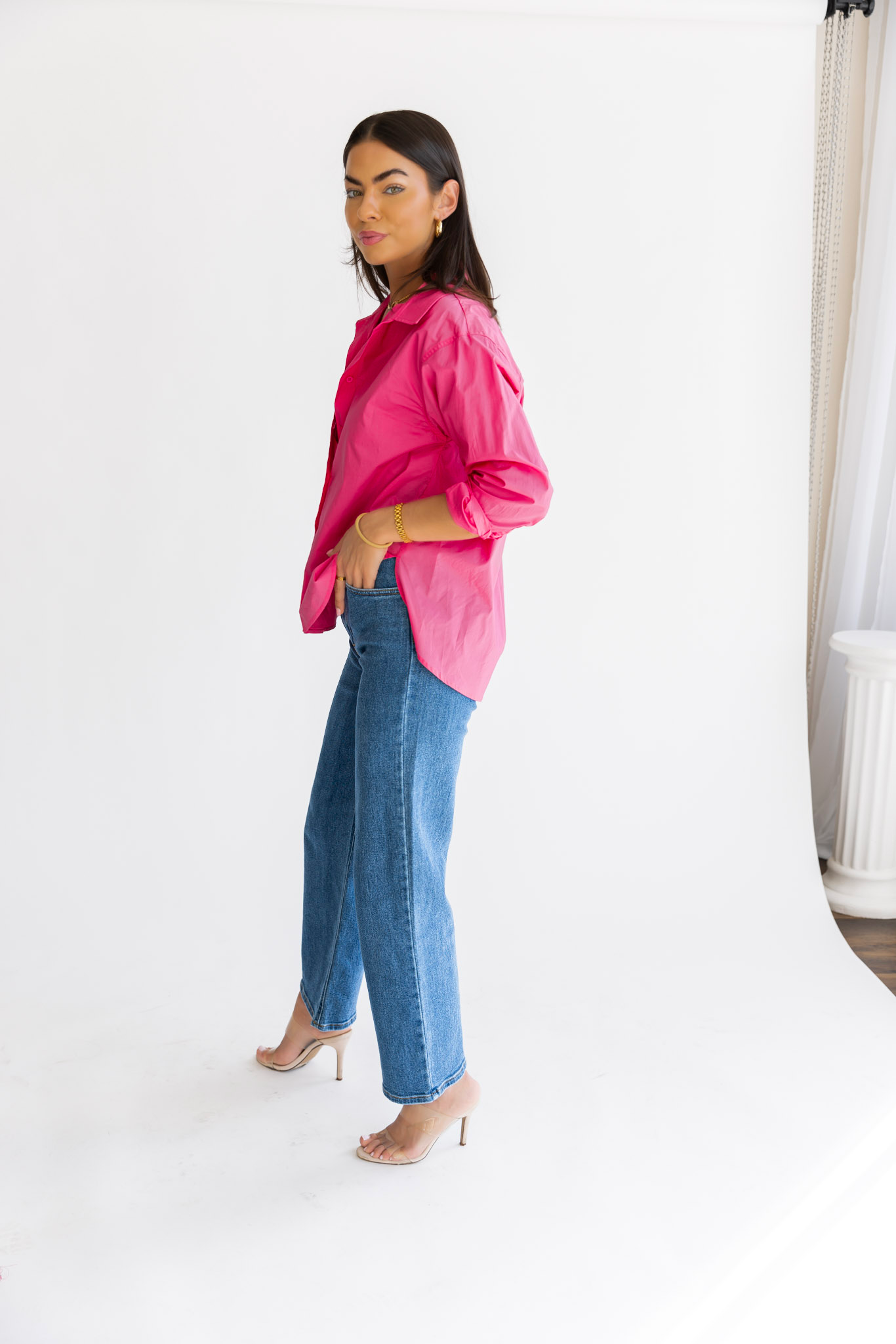 Selenia Pink Poplin Button Down Shirt - FINAL SALE