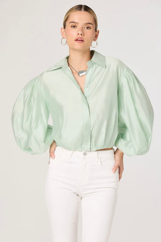 Cordey Mint Balloon Sleeve Top