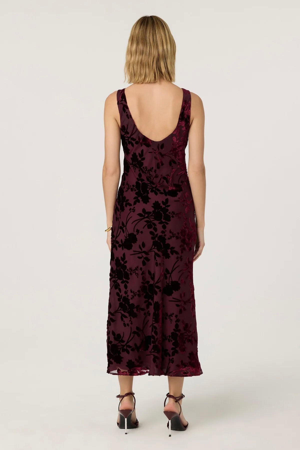 Floris Burgundy Burnout Floral Dress - FINAL SALE