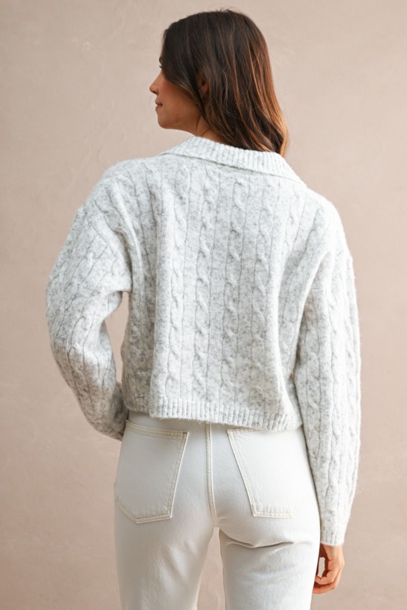 Nataline Grey Cableknit Crop Sweater