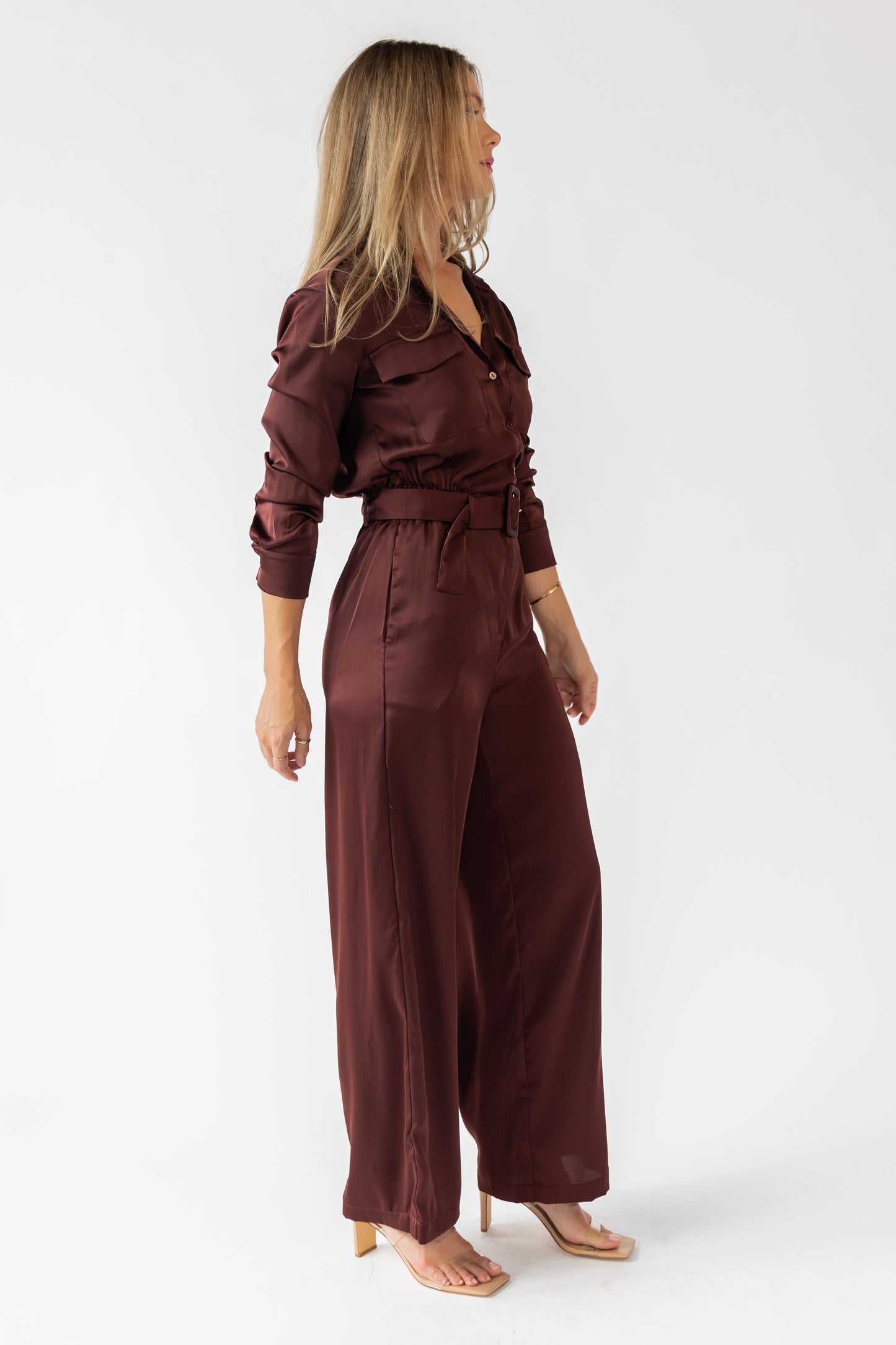 Beck Chocolate Satin Jumpsuit - FINAL SALE