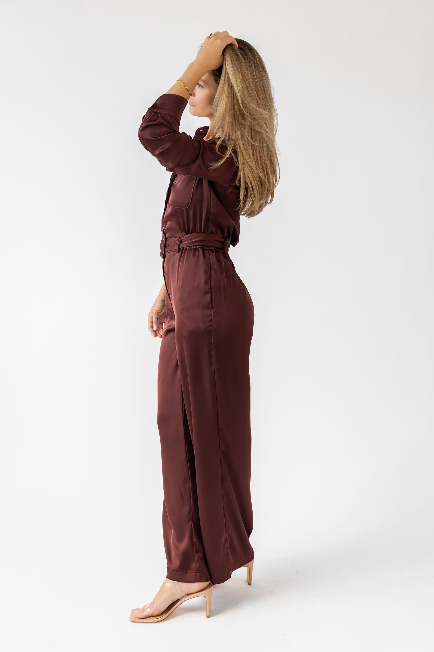 Beck Chocolate Satin Jumpsuit - FINAL SALE