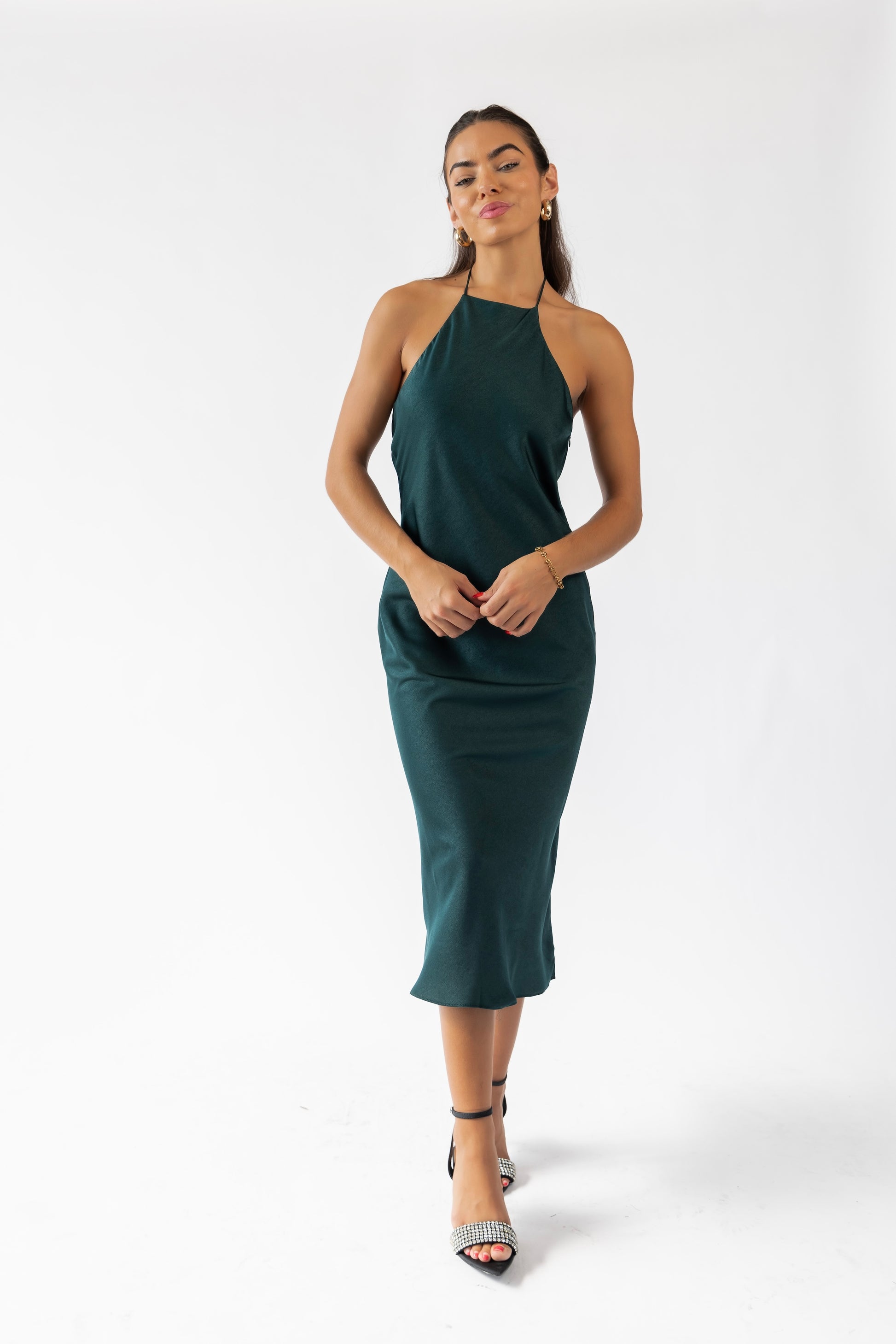 Amiri Green Satin Halter Maxi Dress - FINAL SALE JO+CO Newburgh Amiri Green Satin Halter Maxi Dress - FINAL SALE JO+CO Newburgh