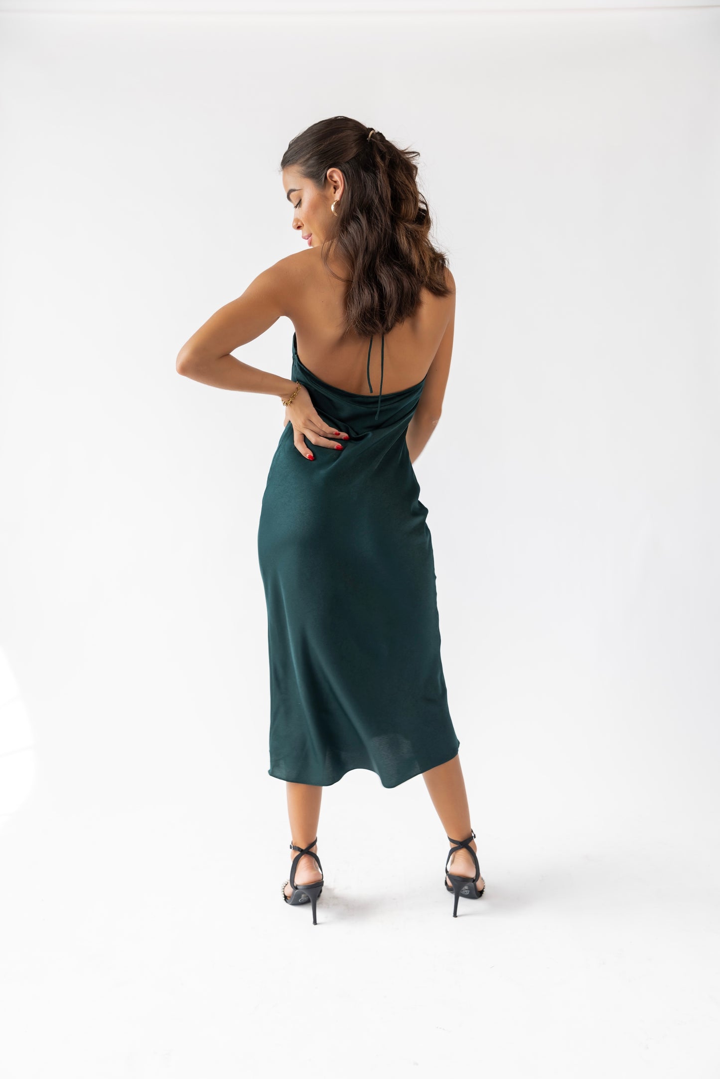 Amiri Green Satin Halter Maxi Dress