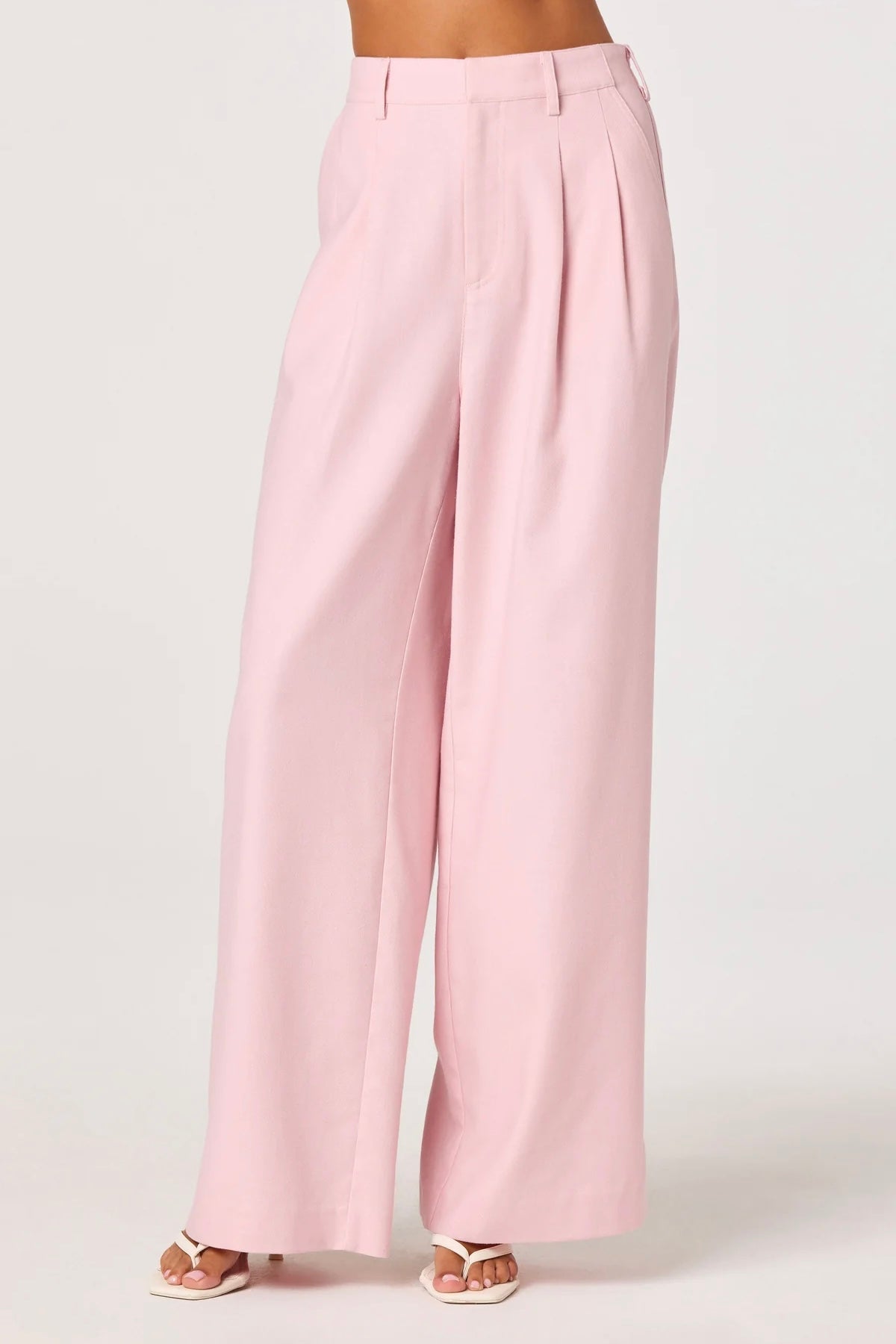 Neha Pink Linen Wide Leg Pants