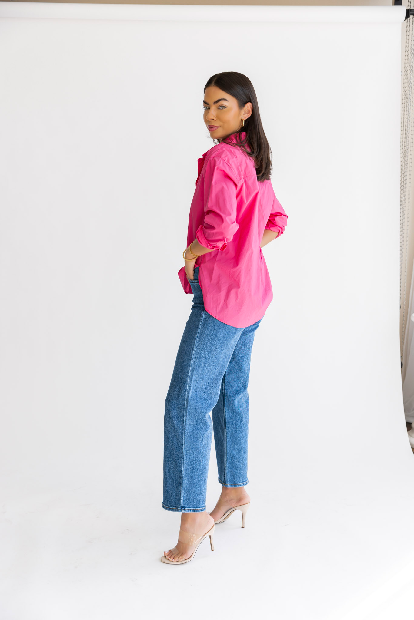 Selenia Pink Poplin Button Down Shirt - FINAL SALE