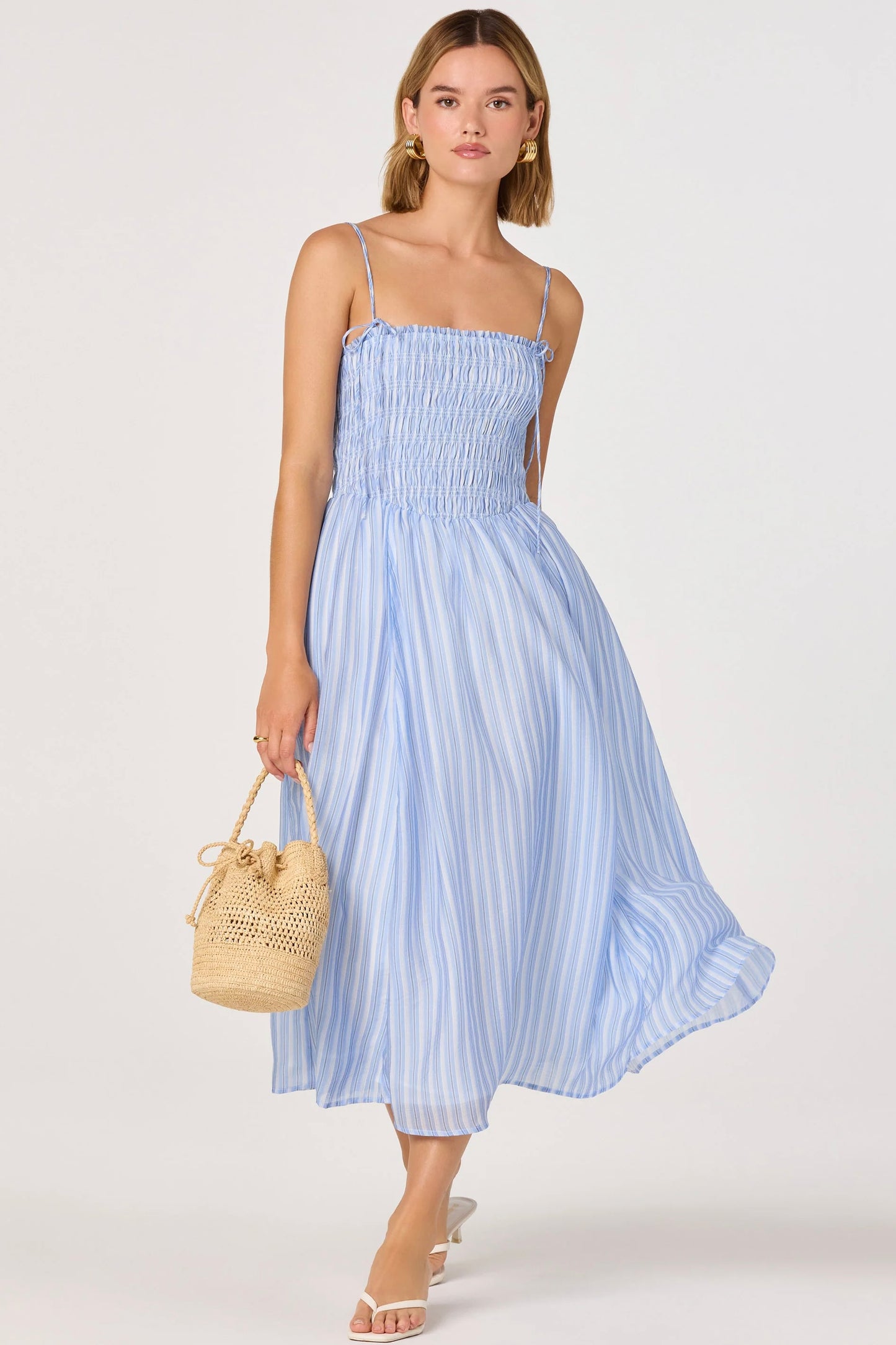 Lahela Blue Striped Midi Dress