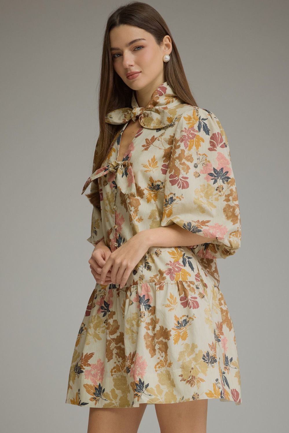 Fiorah Ecru Floral Babydoll Dress