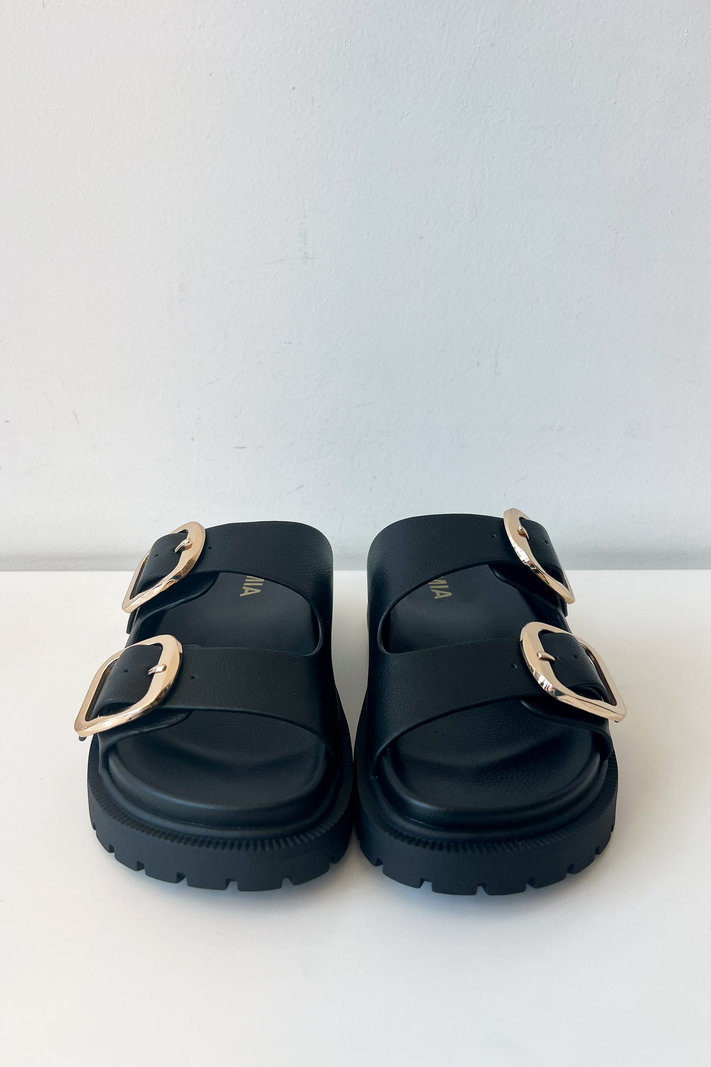 Rue Black Double Band Sandals