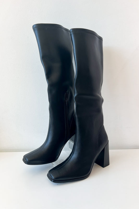 Pippa Black Stretchy Tall Boot