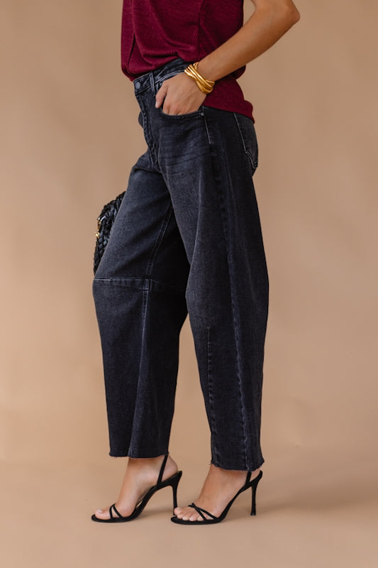 Tovah Washed Black Barrel Denim