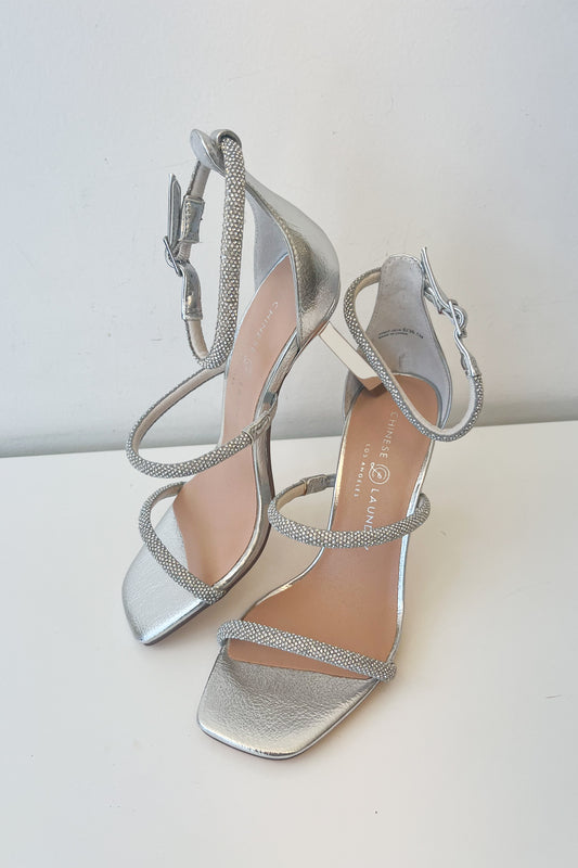 Janai Silver Strappy Heels