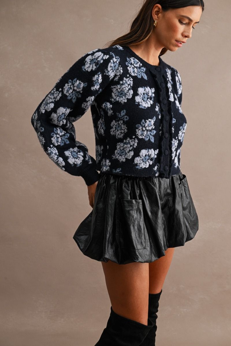 Marennia Navy Floral Cardigan Sweater